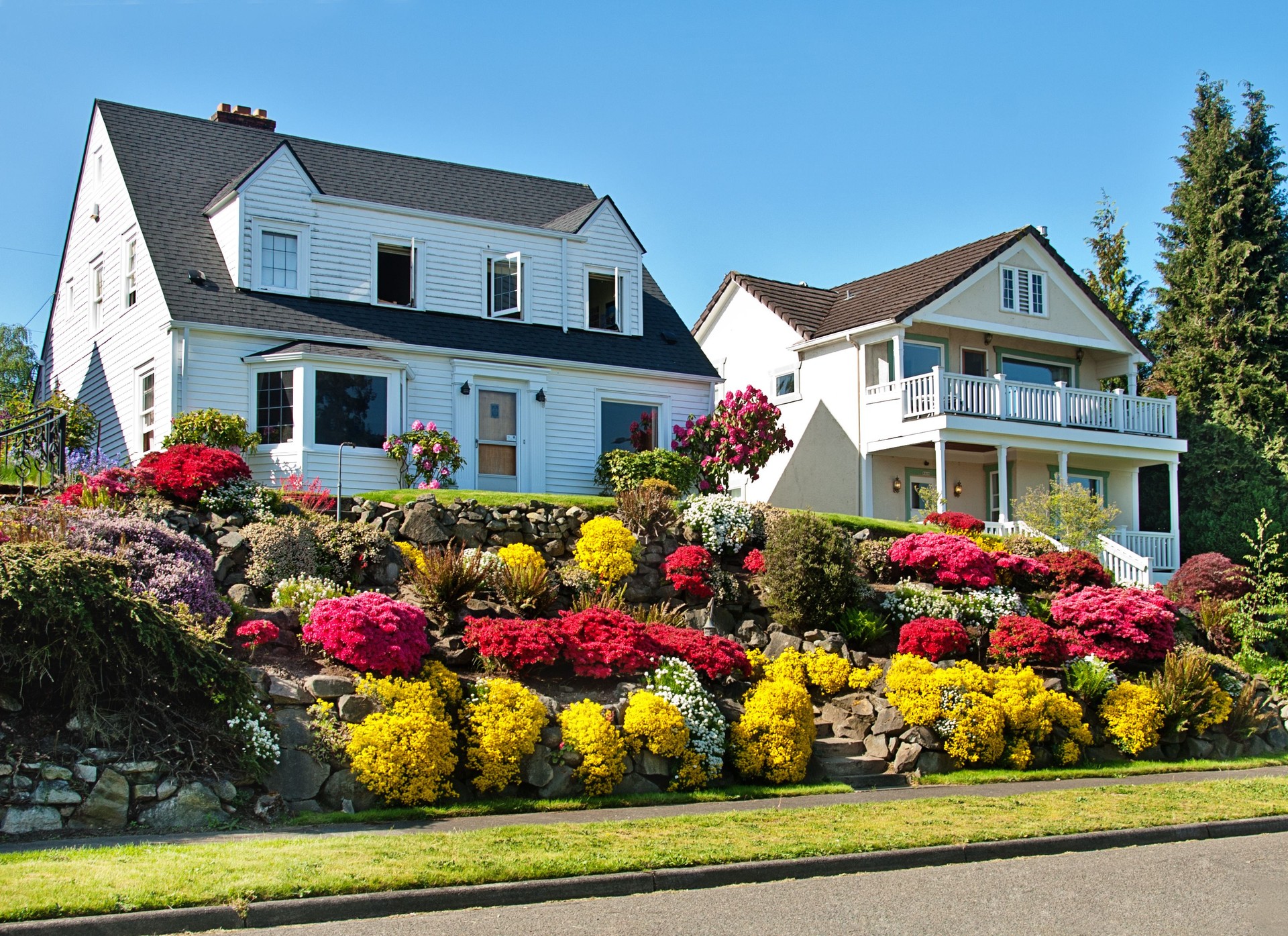 American Dream Home with Flower Garden